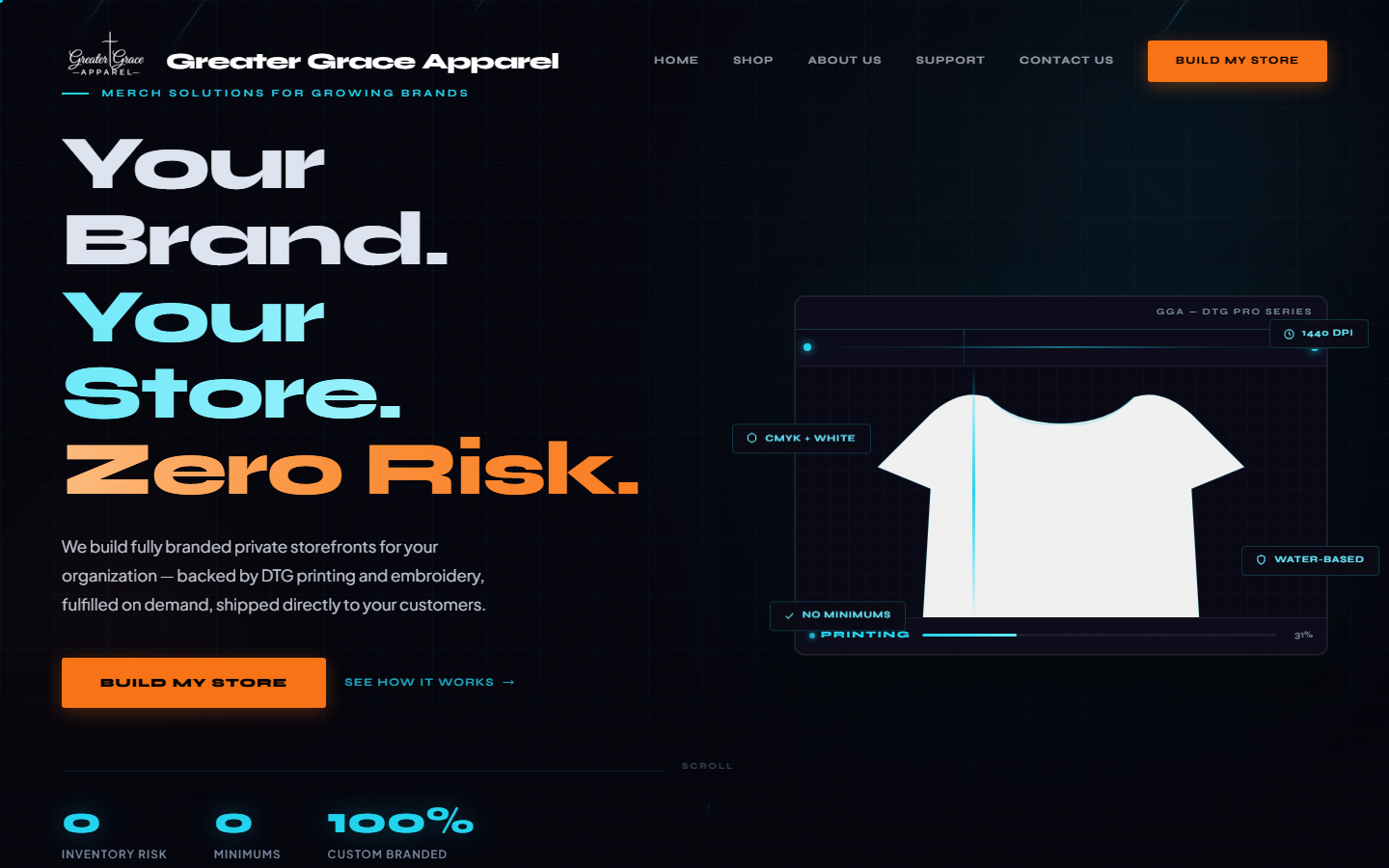 Greater Grace Apparel website homepage built by Greater Grace Digital